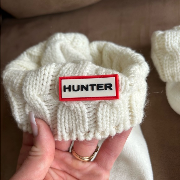 Hunter boots tall cream cable knit boot socks size large - Picture 2 of 3